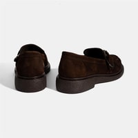 Kadın Kahve Metal Toka Detaylı Süet Loafer