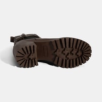 Kadın Kahve Metal Toka Detaylı Topuklu Bot