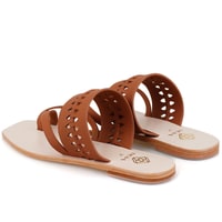 Kadın Kahve Parmak Arası Deri Terlik