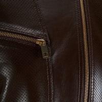 Kadın Kahve Perfore Detaylı Deri Ceket