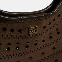 Kadın Kahve Perforeli Süet Omuz Çantası
