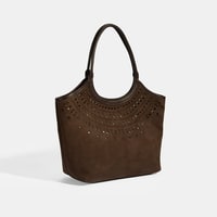 Kadın Kahve Perforeli Süet Omuz Çantası