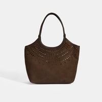 Kadın Kahve Perforeli Süet Omuz Çantası