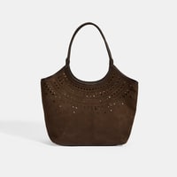 Kadın Kahve Perforeli Süet Omuz Çantası