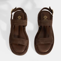 Kadın Kahve Süet Tokalı Sandalet