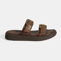 Kadın Kahve Toka Detaylı Deri Terlik 