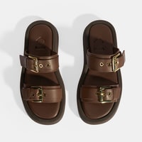 Kadın Kahve Toka Detaylı Deri Terlik 