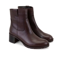 Kadın Kahve Topuklu Deri Bot