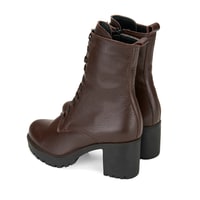 Kadın Kahve Topuklu Deri Bot
