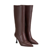 Kadın Kahve Topuklu Deri Çizme