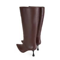 Kadın Kahve Topuklu Deri Çizme