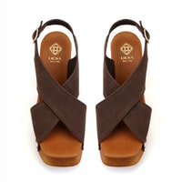 Kadın Kahve Topuklu Süet Deri Sandalet