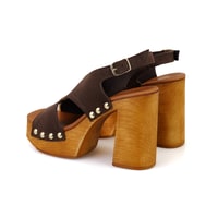 Kadın Kahve Topuklu Süet Deri Sandalet