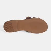 Kadın Kahve Zımba Detaylı Deri Terlik