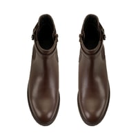 Kadın Kemer Aksesuarlı Kahve Lastikli Deri Chelsea Bot