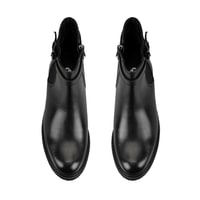 Kadın Kemer Aksesuarlı Siyah Lastikli Deri Chelsea Bot