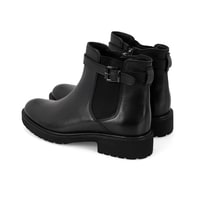 Kadın Kemer Aksesuarlı Siyah Lastikli Deri Chelsea Bot