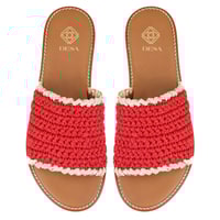 Kadın Kırmızı Örgülü Terlik