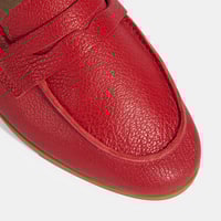 Kadın Kırmızı Slip-On Deri Loafer