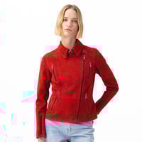 Kadın Kırmızı Süet Deri Ceket