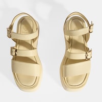 Kadın Krem Deri Sandalet