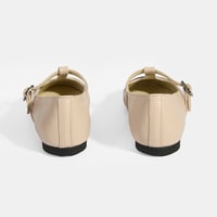 Kadın Krem Rugan T-Bant Mary Jane Babet