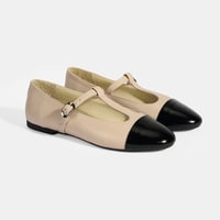 Kadın Krem Rugan T-Bant Mary Jane Babet