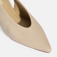 Kadın Krem Slingback Deri Topuklu Ayakkabı 