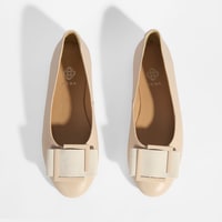 Kadın Krem Tokalı Deri Babet