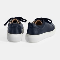 Kadın Lacivert Bağcıklı Deri Günlük Ayakkabı