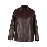 Kadın Lacivert Gömlek Yakalı Deri Ceket