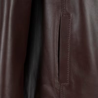 Kadın Lacivert Gömlek Yakalı Deri Ceket