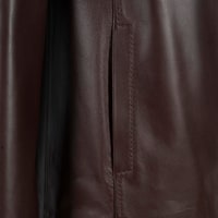 Kadın Lacivert Gömlek Yakalı Deri Ceket