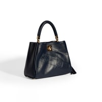 Kadın Lacivert Püskül Aksesuarlı Deri El Çantası