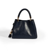 Kadın Lacivert Püskül Aksesuarlı Deri El Çantası