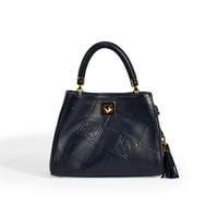 Kadın Lacivert Püskül Aksesuarlı Deri El Çantası