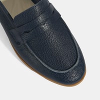 Kadın Lacivert Slip-On Deri Loafer