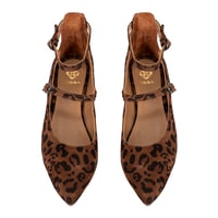 Kadın Leopar Mary Jane Deri Babet