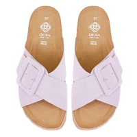 Kadın Lila Ayarlanabilir Süet Deri Terlik