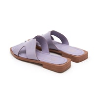 Kadın Lila Kroko Baskılı Deri Terlik