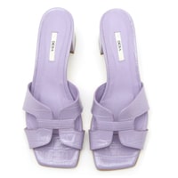 Kadın Lila Kroko Baskılı Deri Terlik