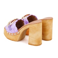 Kadın Lila Platform Topuklu Hasır Terlik