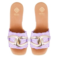 Kadın Lila Platform Topuklu Hasır Terlik