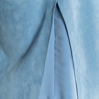 Kadın Mavi Askılı V Yaka Süet Bluz 