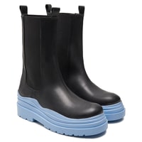 Kadın Mavi Deri Chelsea Bot