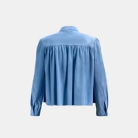 Kadın Mavi Pileli Süet Gömlek Ceket