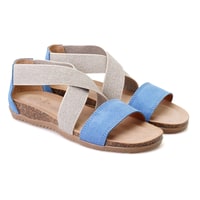 Kadın Mavi Süet Deri Sandalet