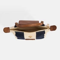 Kadın Monogram Logolu Lacivert Çizgili Kumaş El Çantası