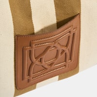 Kadın Monogram Logolu Vizon Çizgili Kumaş Omuz Çantası