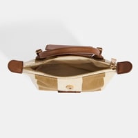 Kadın Monogram Logolu Vizon Çizgili Kumaş El Çantası